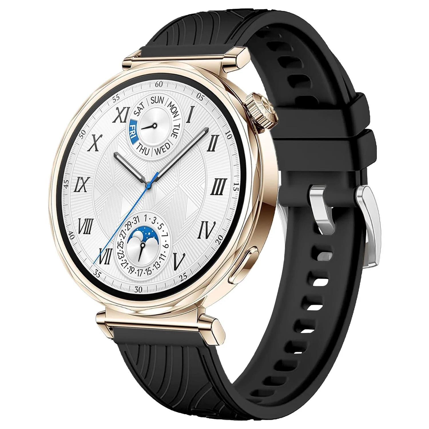 DL3 Mobilak 18mm Silicone Strap Compatible with Huawei Watch GT 6 41mm/GT 5 Pro 42 mm/GT5 41mm/GT4 41 mm/Huawei Watch 5 42mm, 18 mm Silicone Sport Replacement Band for Venu 2S/3S/Vivomove 3S/4S