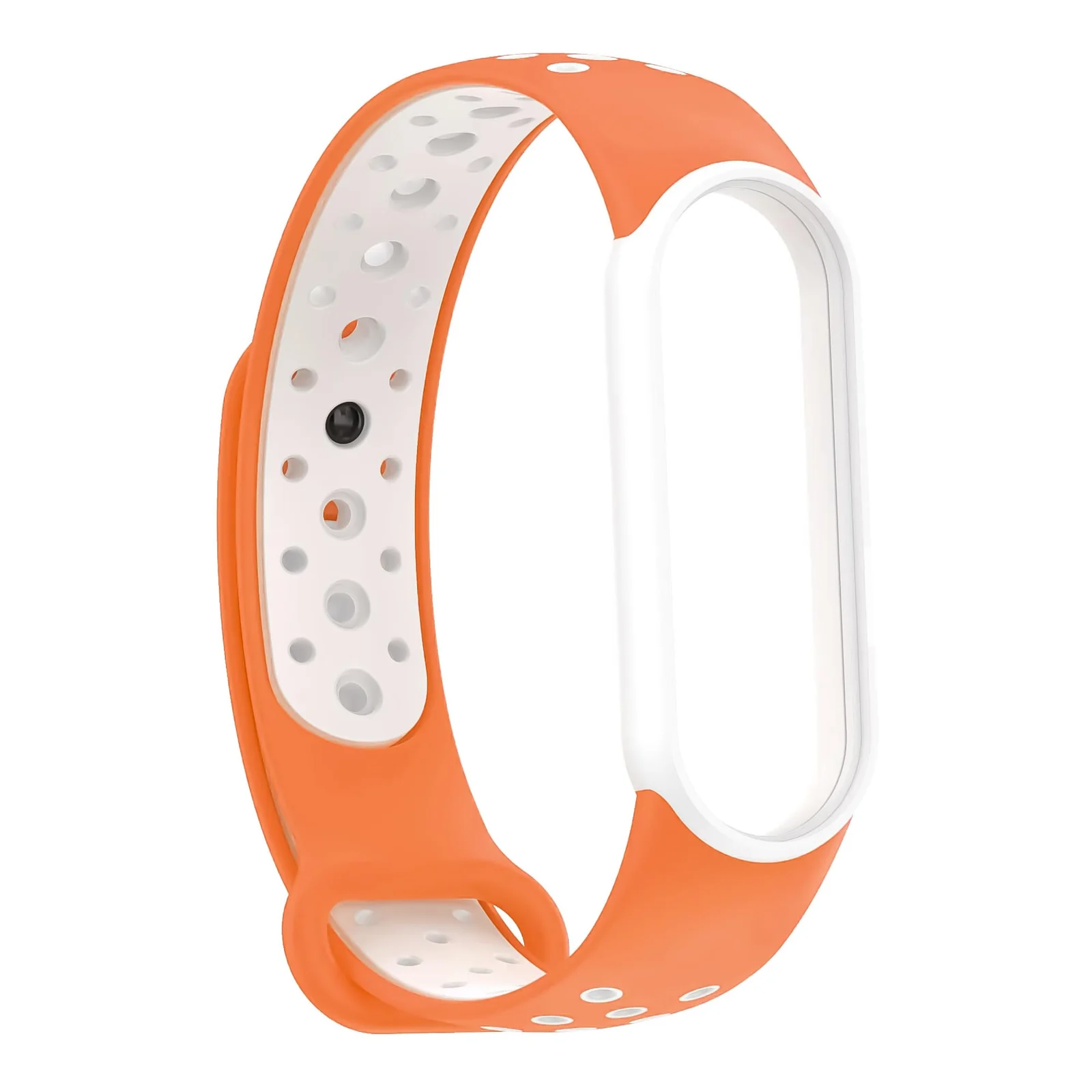 DL3 Mobilak Strap Compatible with Xiaomi Mi Band 4 / Mi Band 3, Women Men Armband, Two Colours Breathable Adjustable Soft Silicone Replacement Strap Compatible with Xiaomi Mi Band 3/4 - Orange White