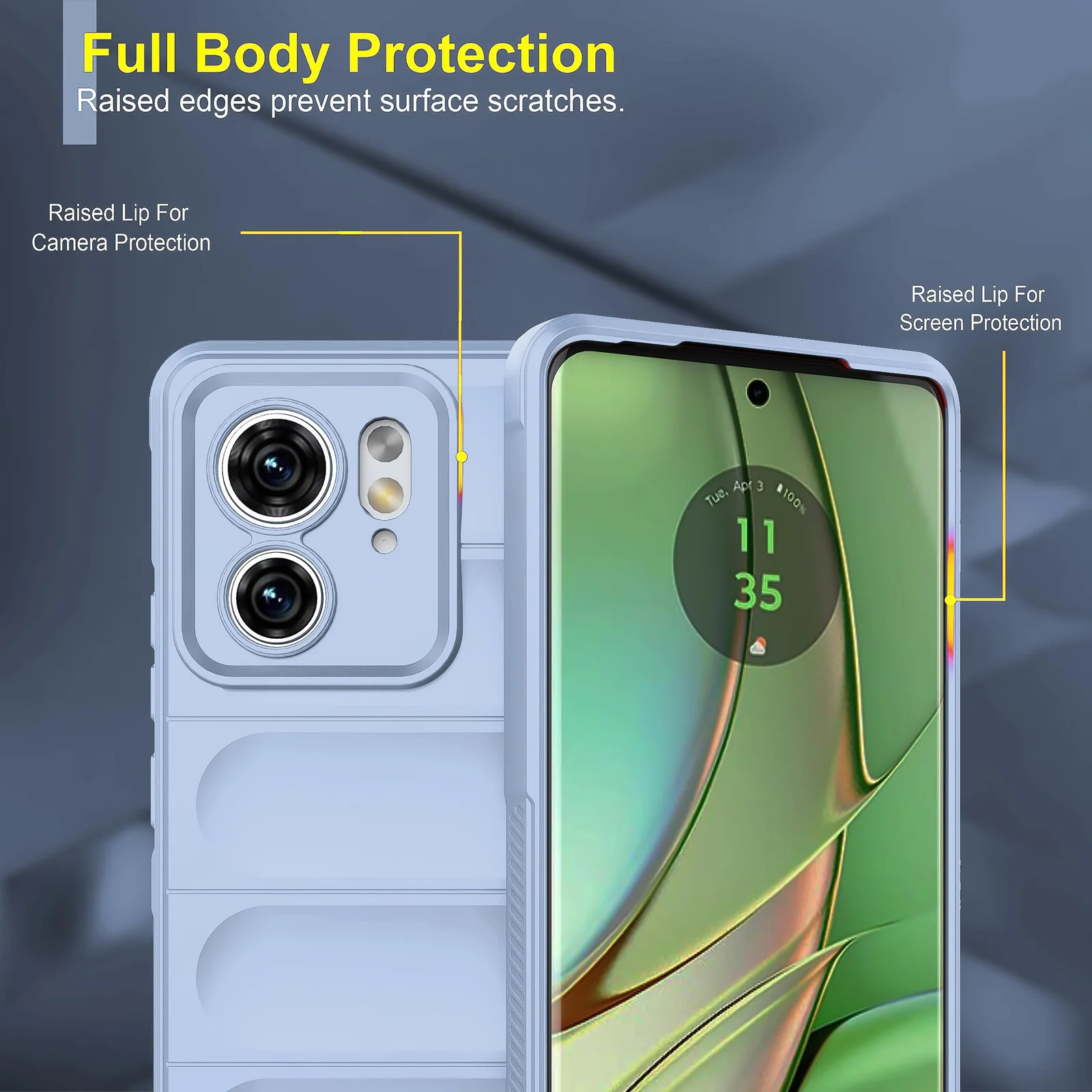 DL3 Mobilak Rugged Protective Case for Motorola Edge 40 5G, Camera protection, Shock-absorbing protection, Non-slip grip - Baby Blue