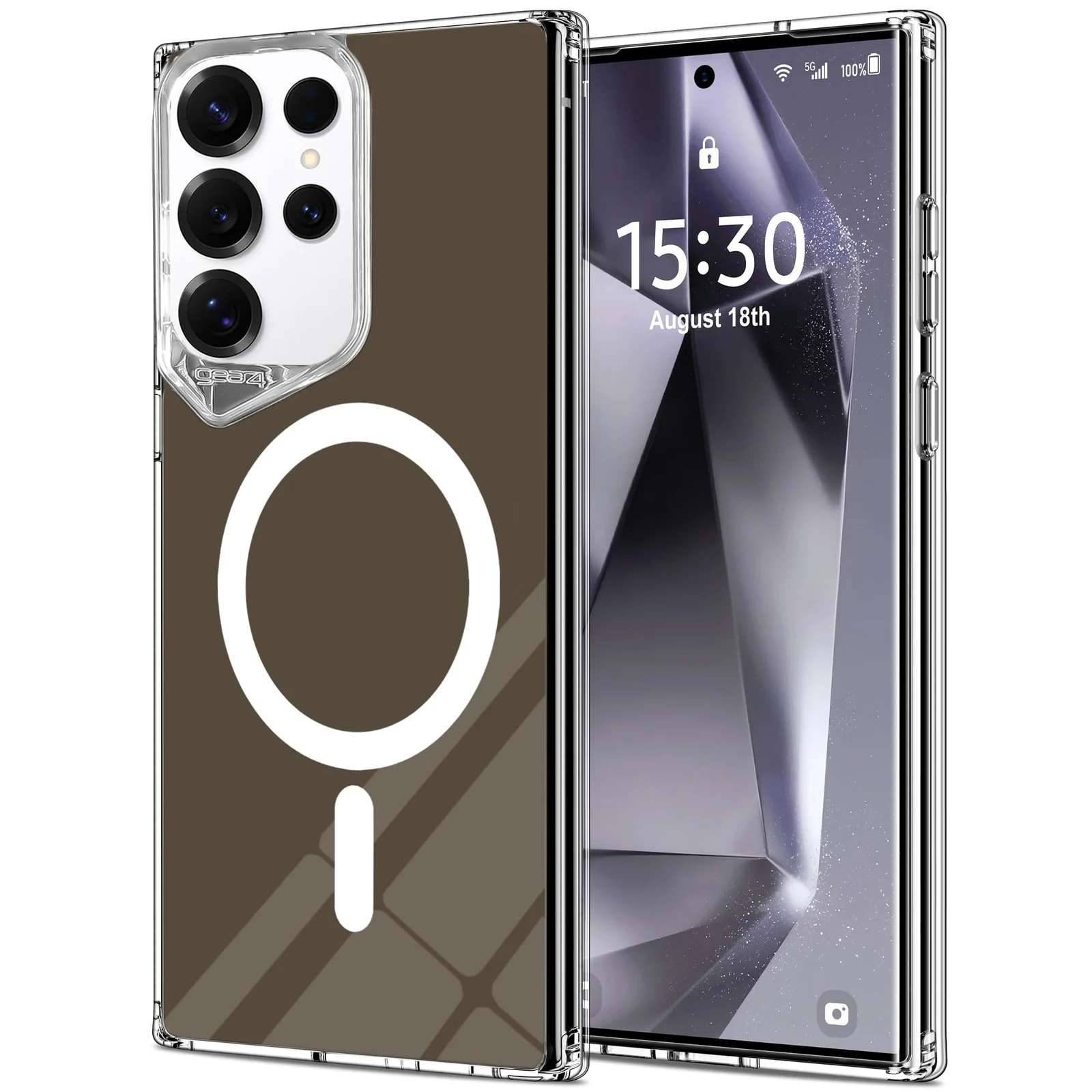 DL3 Mobilak Clear TPU Case for Samsung Galaxy S24 Ultra, Compatible with MagSafe accessories, Camera protection, Shock-absorbing protection - Brown