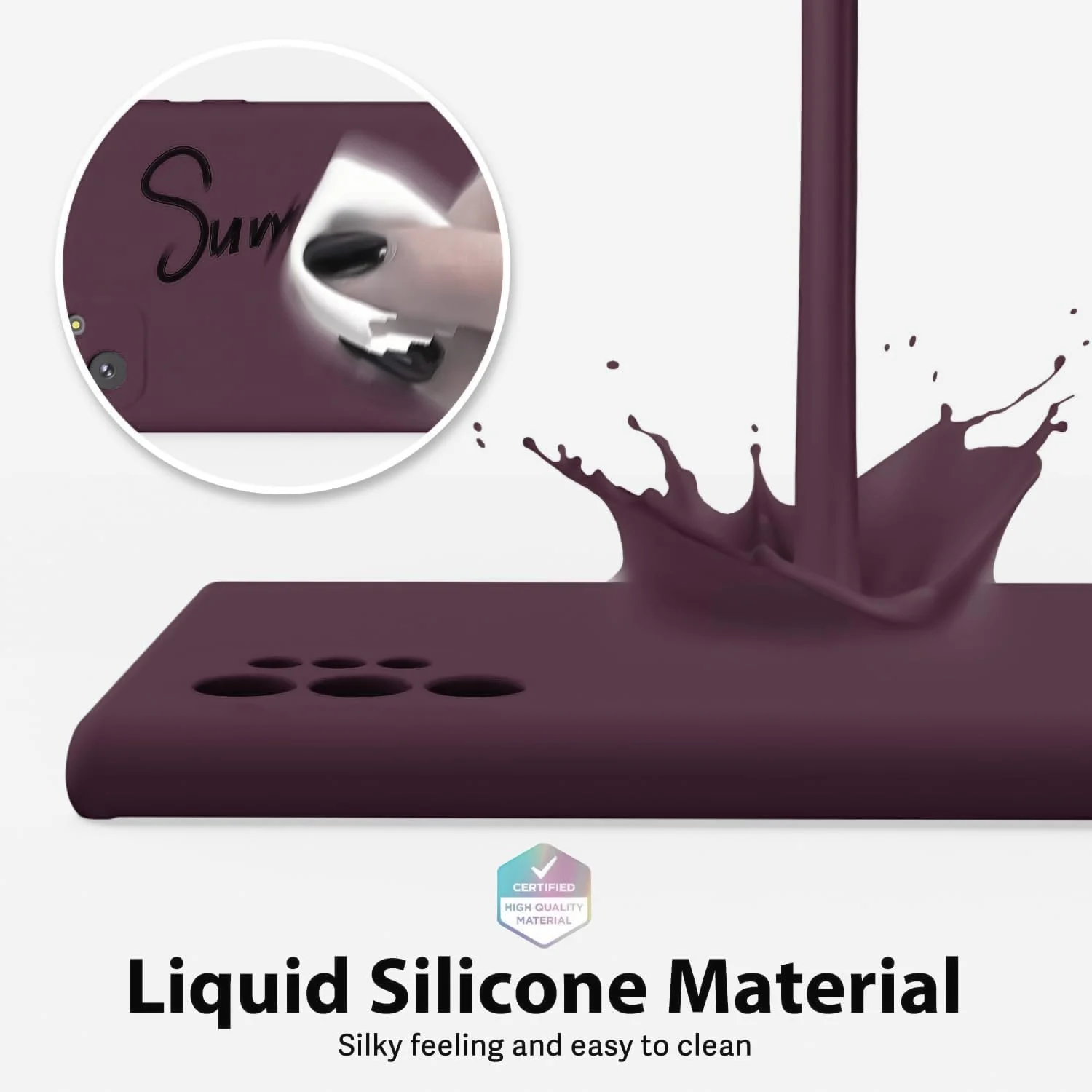 DL3 Mobilak Liquid Silicone Protective Case for Samsung Galaxy Note10 Plus with Microfiber Lining and Shockproof Design - Wine Red