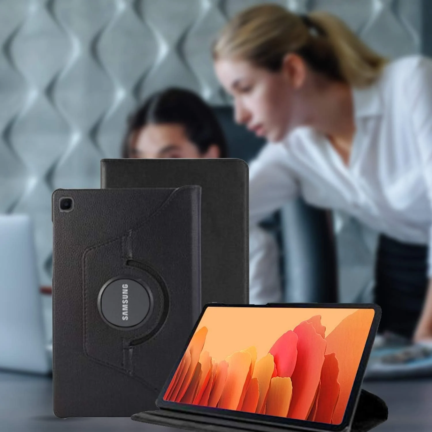 DL3 Mobilak Protective Cover for Samsung Galaxy Tab A 2019 10.1 Inch (SM-T510 SM-T515), 360° Rotatable Smart Stand, Leather Folio Flip Cover with Multi-Angle Viewing, Auto Wake Sleep - Black
