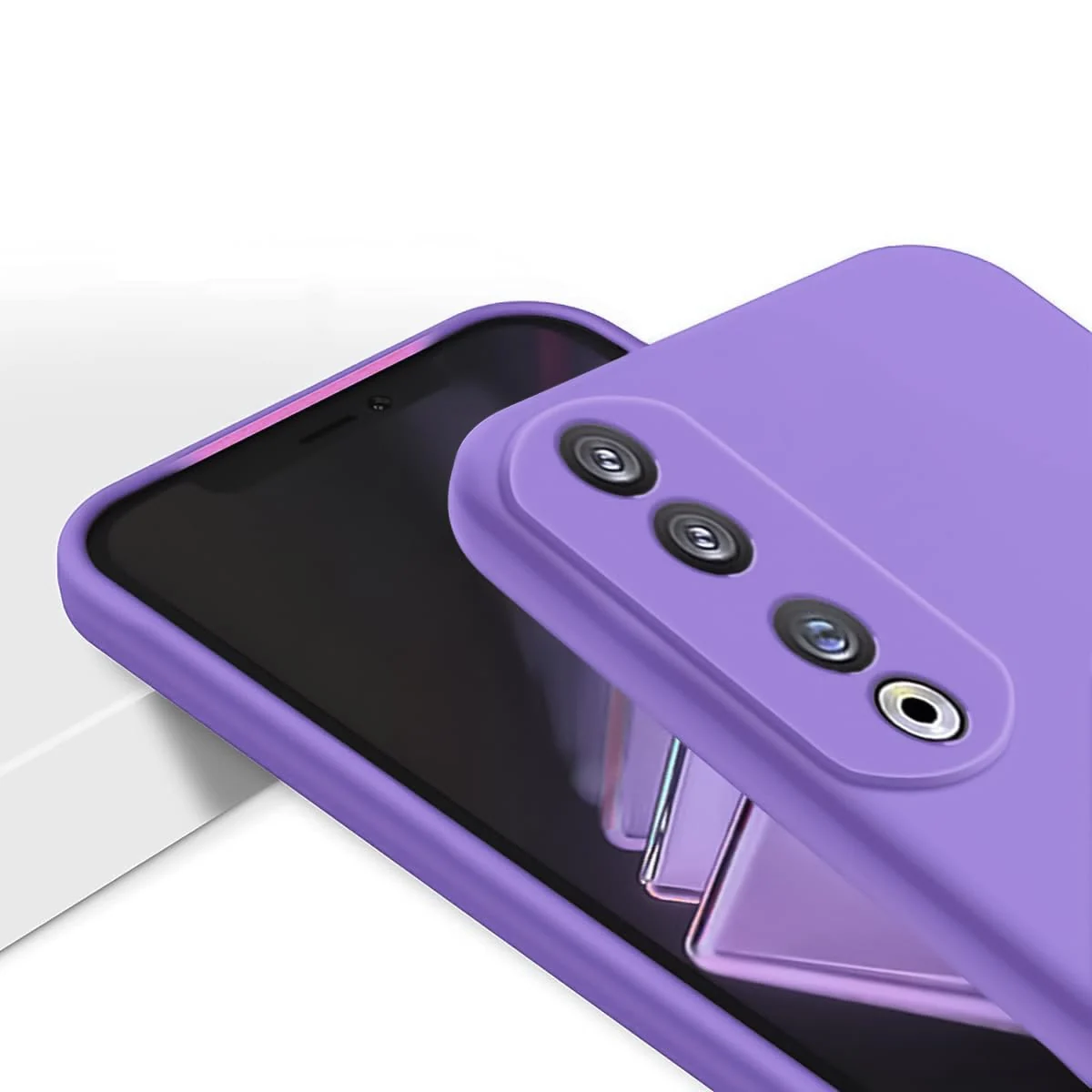 DL3 Mobilak Silicone Protective Case for Honor 90, Shock-absorbing protection, Scratch-resistant surface, Soft microfiber lining - Light Purple