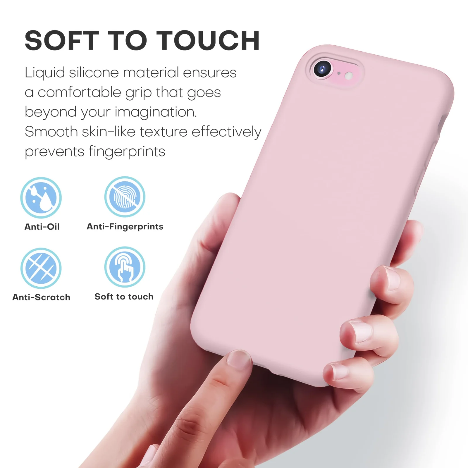 DL3 Mobilak Liquid Silicone Case for iPhone 7 / 8, Shock-absorbing protection, Scratch-resistant surface, Slim, lightweight profile - D.Pink