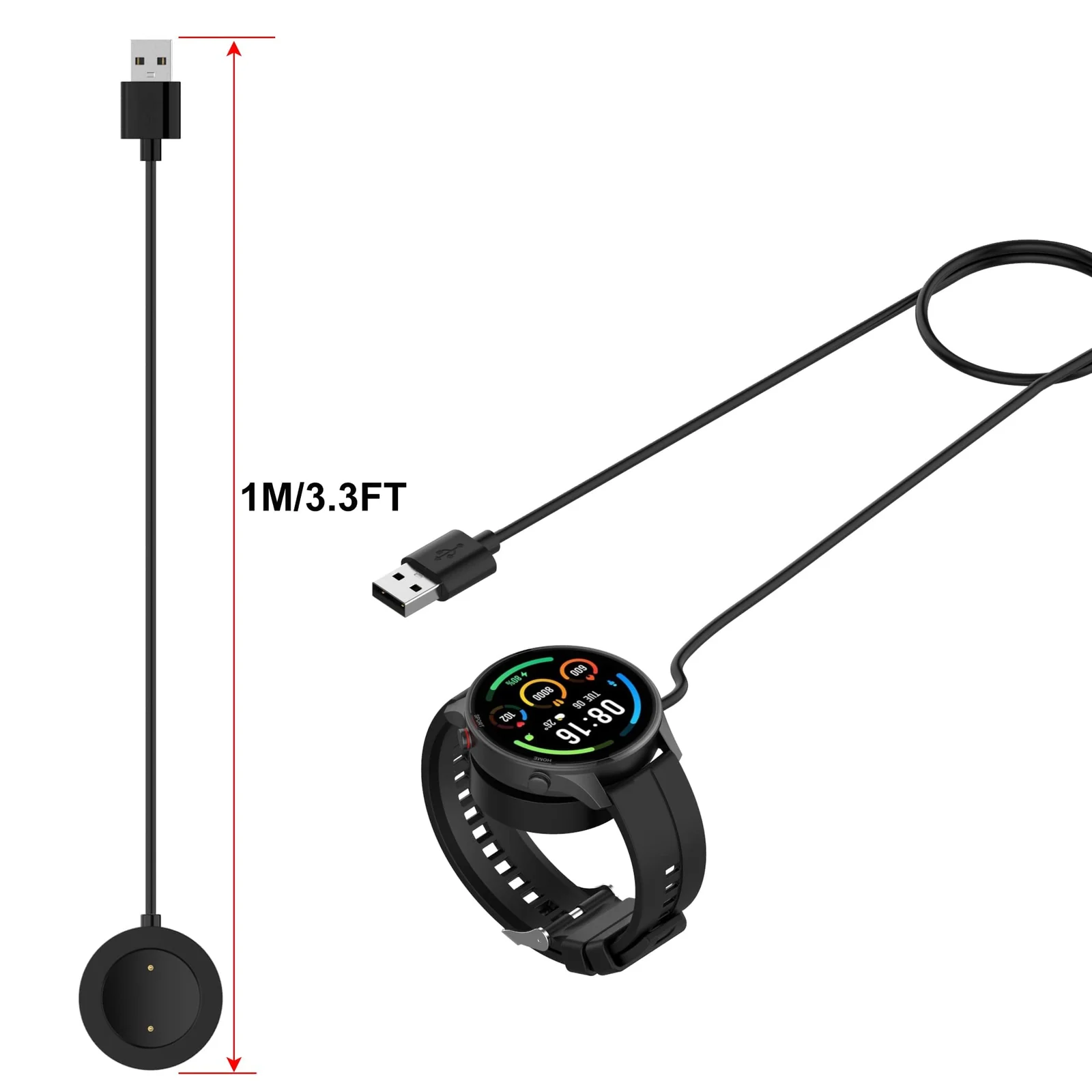 DL3 Mobilak Charger Cable Compatible with Xiaomi Watch S1 Active, Xiaomi watch color 2, Xiaomi watch color sport, Replacement Charging Dock Stand Station 1M Magnetic USB Replacement Charger - Black