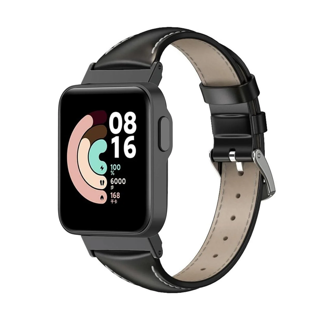 DL3 Mobilak Vintage Leather Strap Compatible with Xiaomi Mi Watch Lite/Redmi Watch, Metal Buckle Breathable Replacement Strap, Men Women Replacement Soft Watch Straps - Black