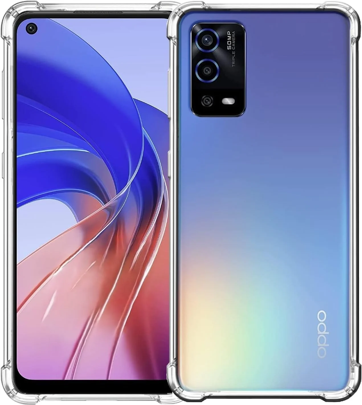 DL3 Mobilak Clear TPU Protective Case for OPPO A55 with Camera Protection and Shockproof Design - Clear
