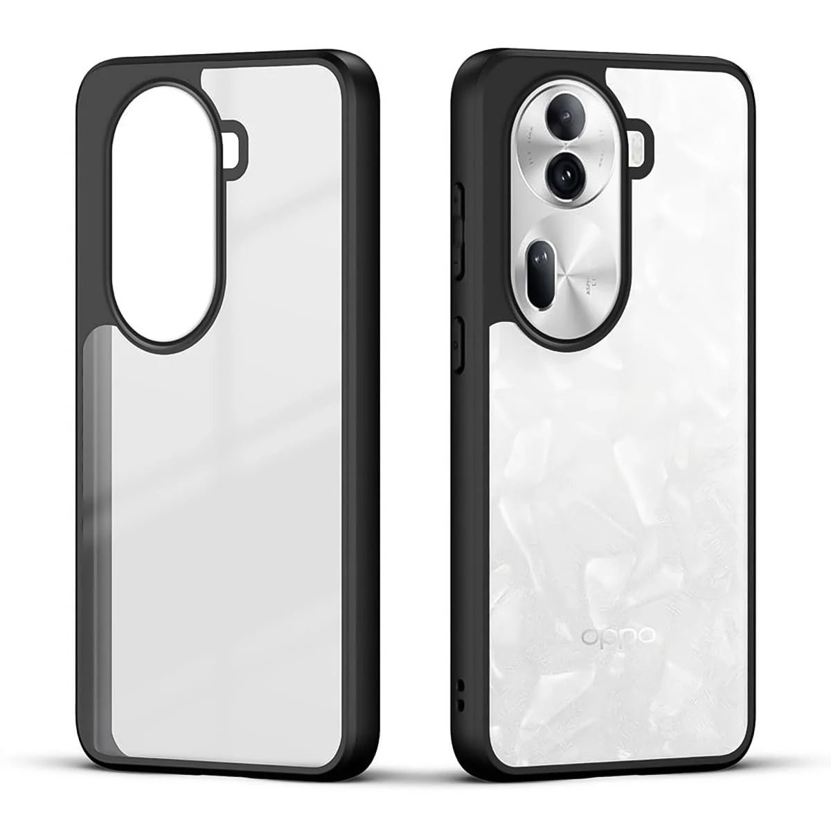 DL3 Mobilak Clear PC and TPU Protective Case for OPPO Reno 11 Pro 5G with Camera Protection and Military-Grade Protection - Black