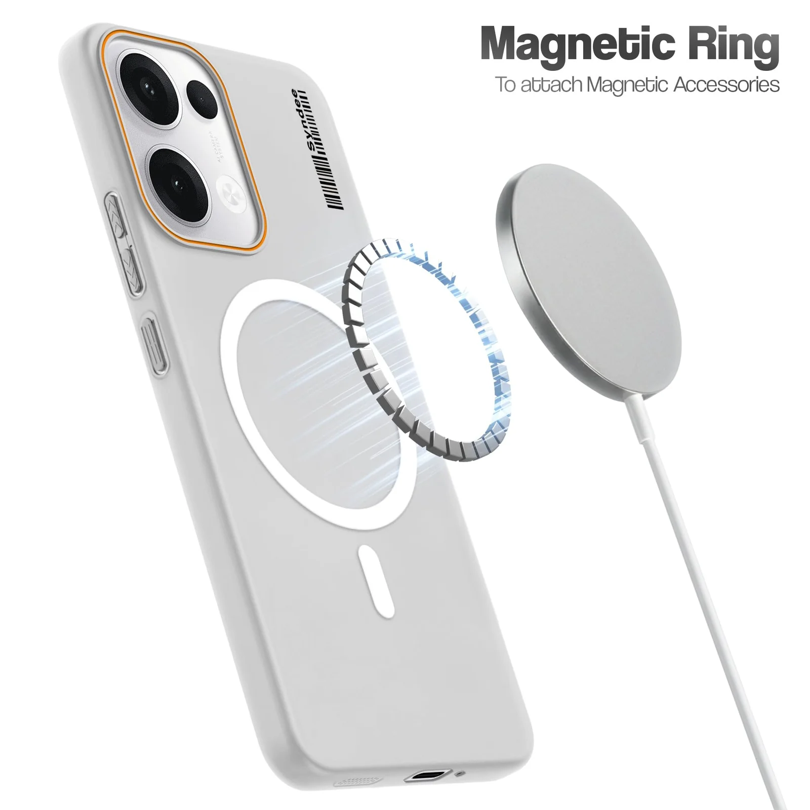 DL3 Mobilak Matte MagSafe-Compatible Magnetic Case for OPPO Reno 13 5G with Camera Protection and Ring Holder - Clear