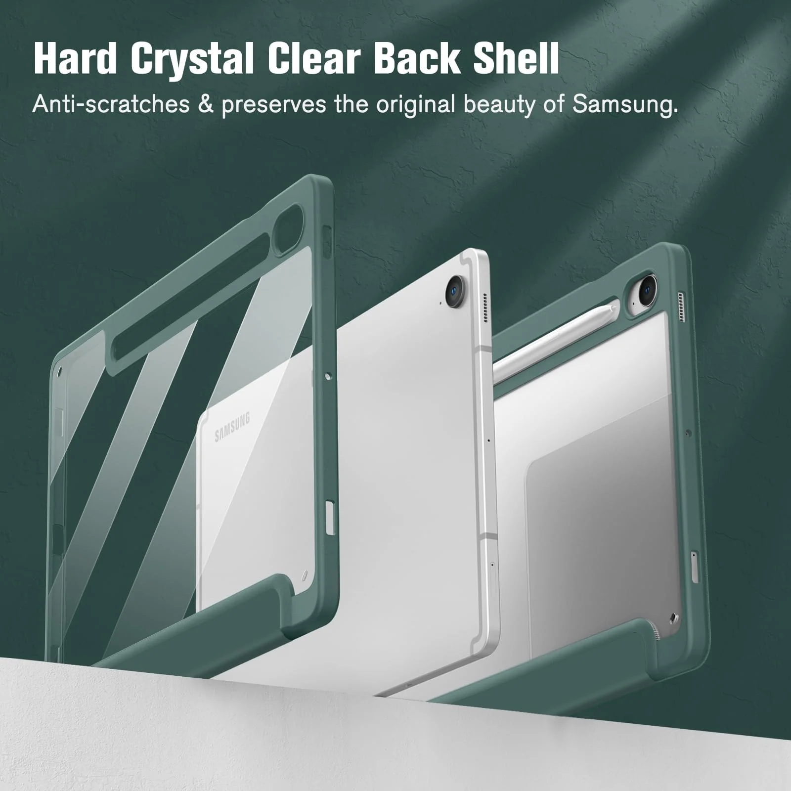 DL3 Mobilak Hybrid Slim Case for Samsung Galaxy Tab S9 FE 5G 10.9 Inch/Galaxy Tab S9 11 Inch 2023 with S Pen Holder, Shockproof Cover with Clear Transparent Back Shell, Auto Wake/Sleep - Green
