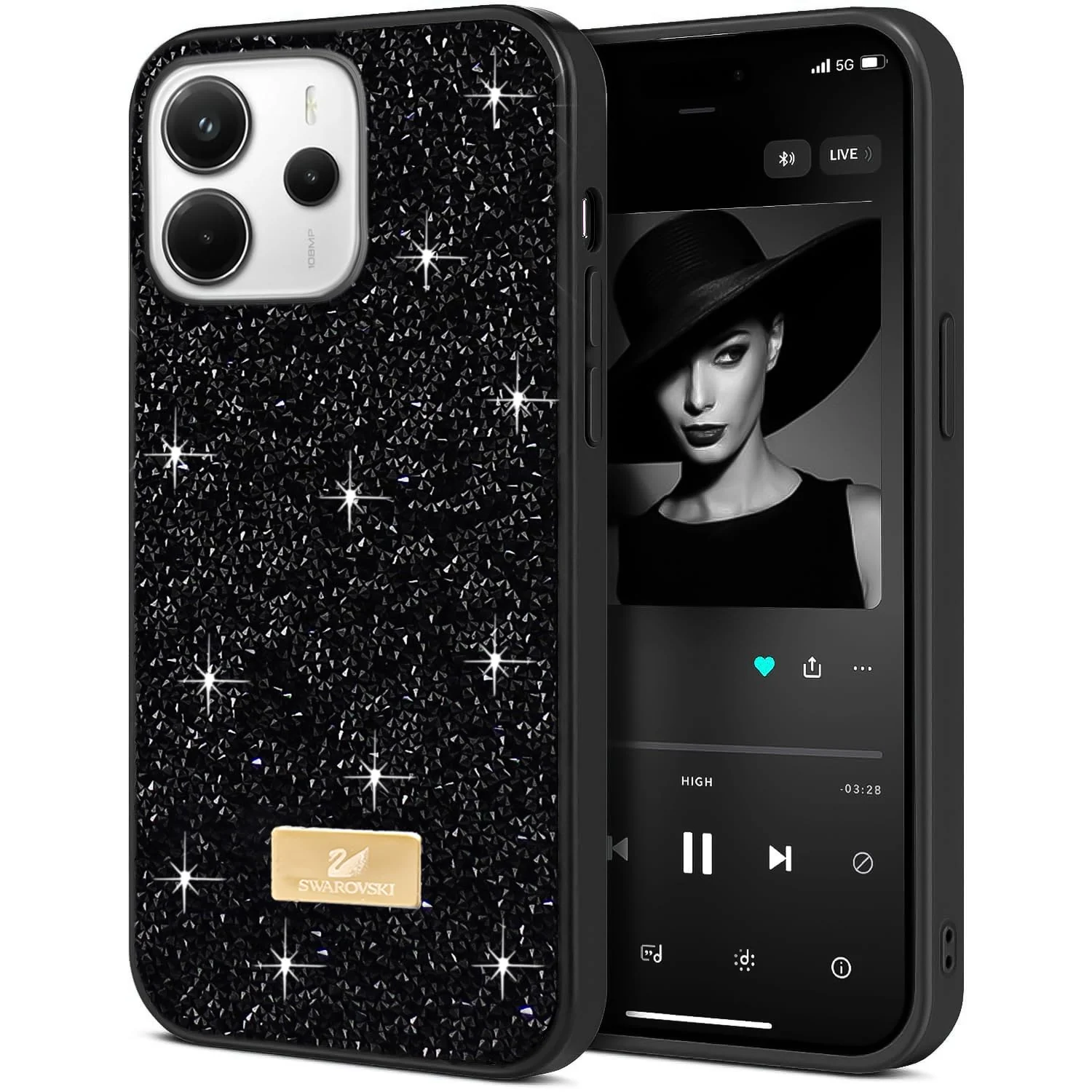 5.5 — DL3 Mobilak Glitter Rhinestone Protective Case for Xiaomi Redmi Note 14 4G Case Glitter with Shockproof Design