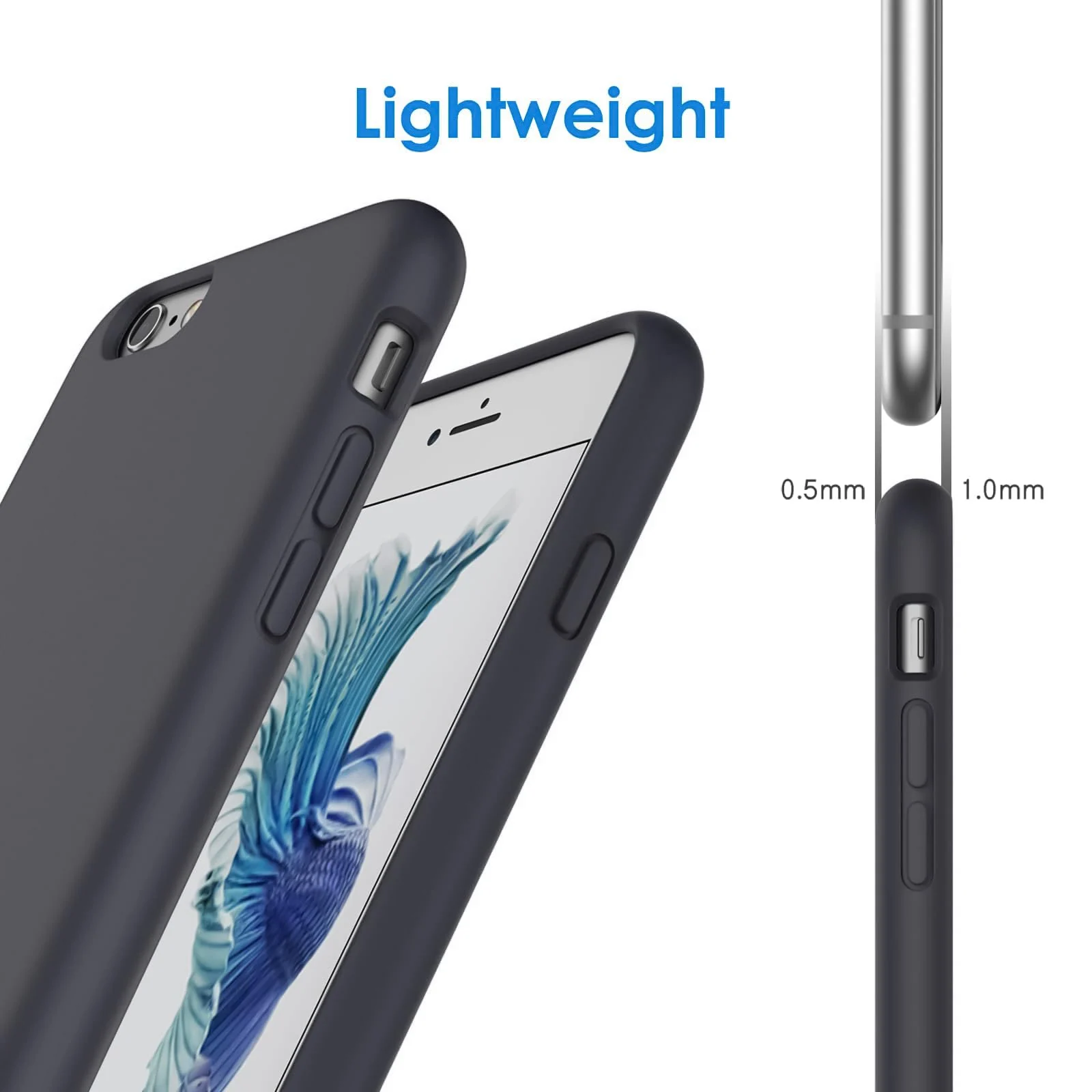 DL3 Mobilak Liquid Silicone Protective Case for iPhone 6 / 6S with Camera Protection and Microfiber Lining - Deep Gray
