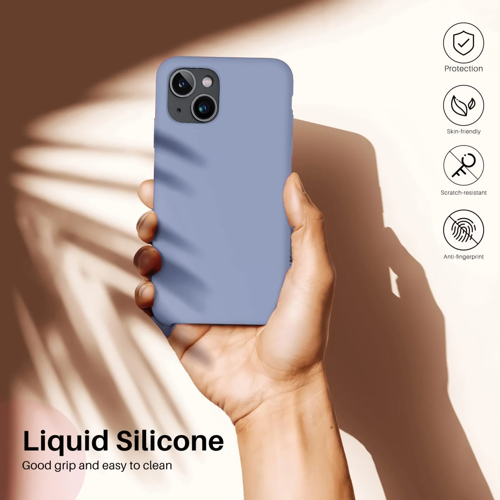 DL3 Mobilak Compatible with iPhone 14 (6.1 Inch) Case, Liquid Silicone Case, Full Body Protective Cover, Shockproof, Slim Phone Case, Anti-Scratch Soft Microfiber Lining - Lavender Blue