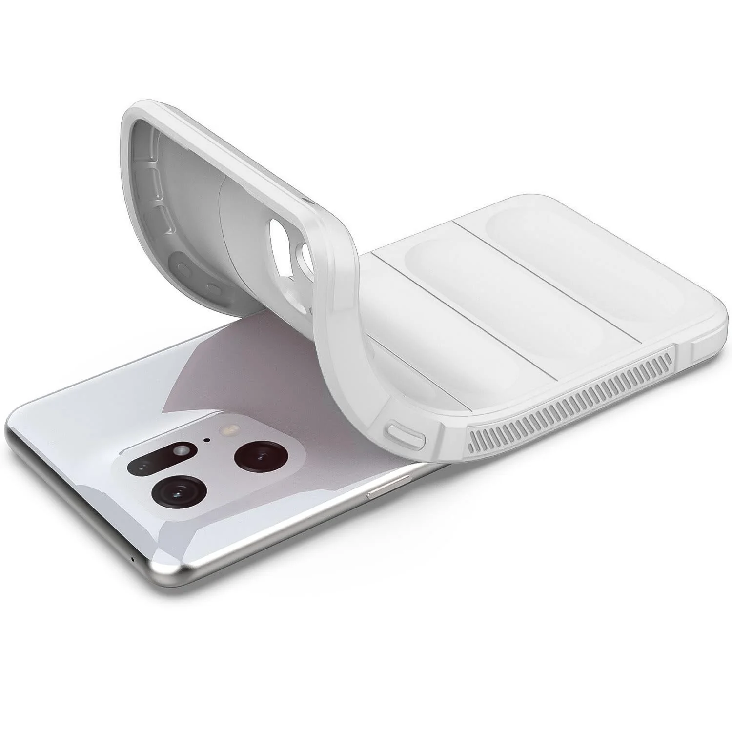 DL3 Mobilak Flexible Silicone and TPU Protective Case with Camera Protection for OPPO Find X5 Pro - White