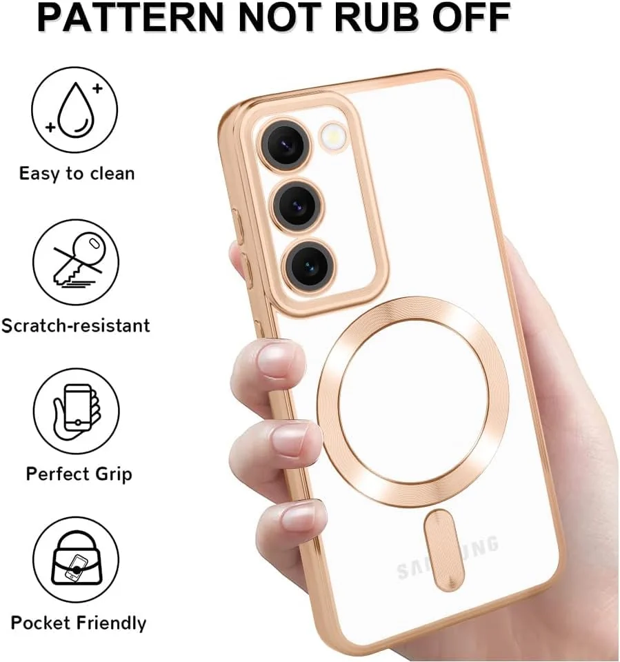 DL3 Mobilak Clear MagSafe-Compatible Magnetic Case for Huawei Mate 30 Pro with Camera Protection and Shockproof Design - Gold