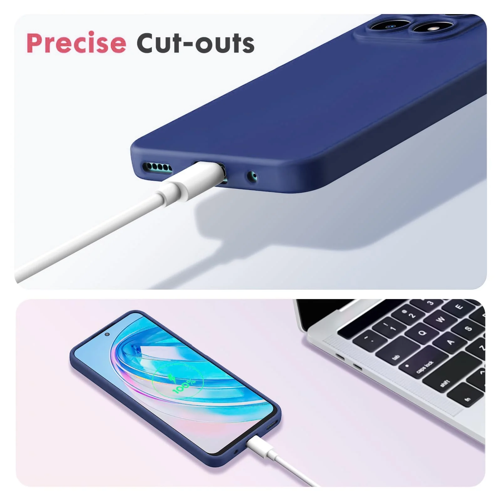 DL3 Mobilak Liquid Silicone Protective Case with Soft Microfiber Lining with Full Camera Protection for Honor X8A - Blue 1