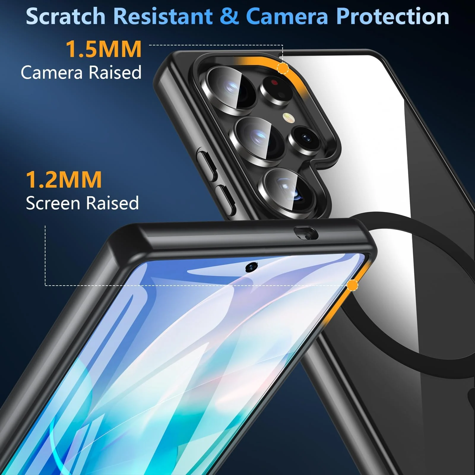 DL3 Mobilak Magnetic Case for Samsung Galaxy S25 Ultra [Compatible with MagSafe] [Shockproof Military Grade], Transparent Back Slim Bumper Cover Phone Case Samsung S25 Ultra - Black