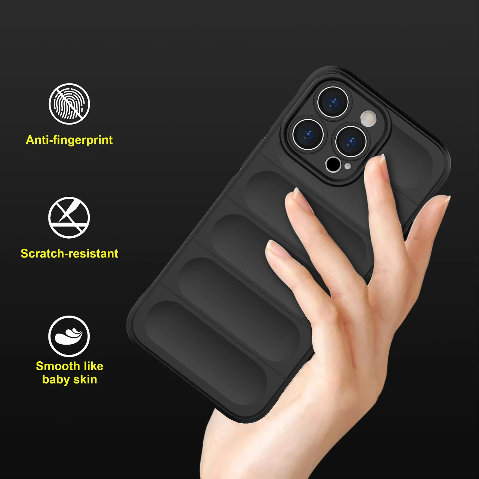 DL3 Mobilak Rugged Protective Case for Apple iPhone 15 Pro Max, Camera protection, Shock-absorbing protection, Non-slip grip - Black