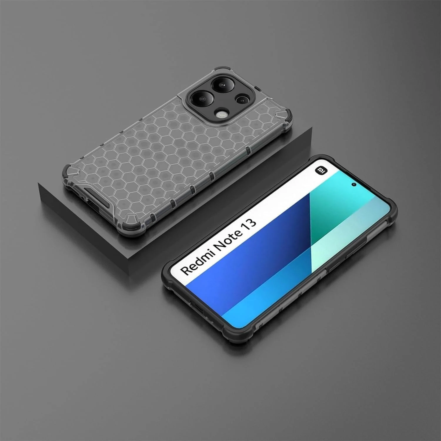 DL3 Mobilak Honeycomb Protective Case for Xiaomi Redmi Note 13 4G, Shock-absorbing protection, Transparent design, Slim, lightweight profile - Black