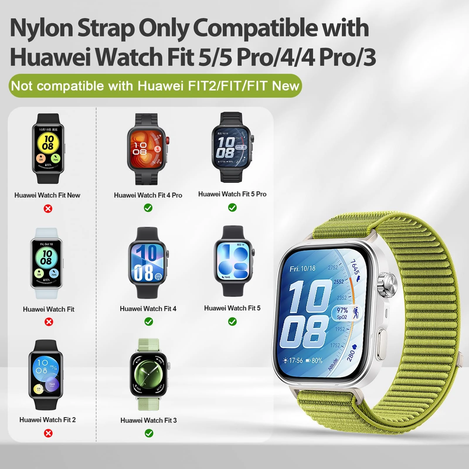DL3 MOBILAK Elastic Nylon Watch Strap for Huawei Watch Fit 3 / Fit 4 / Fit 4 Pro / Fit 5 / Fit 5 Pro, Plum