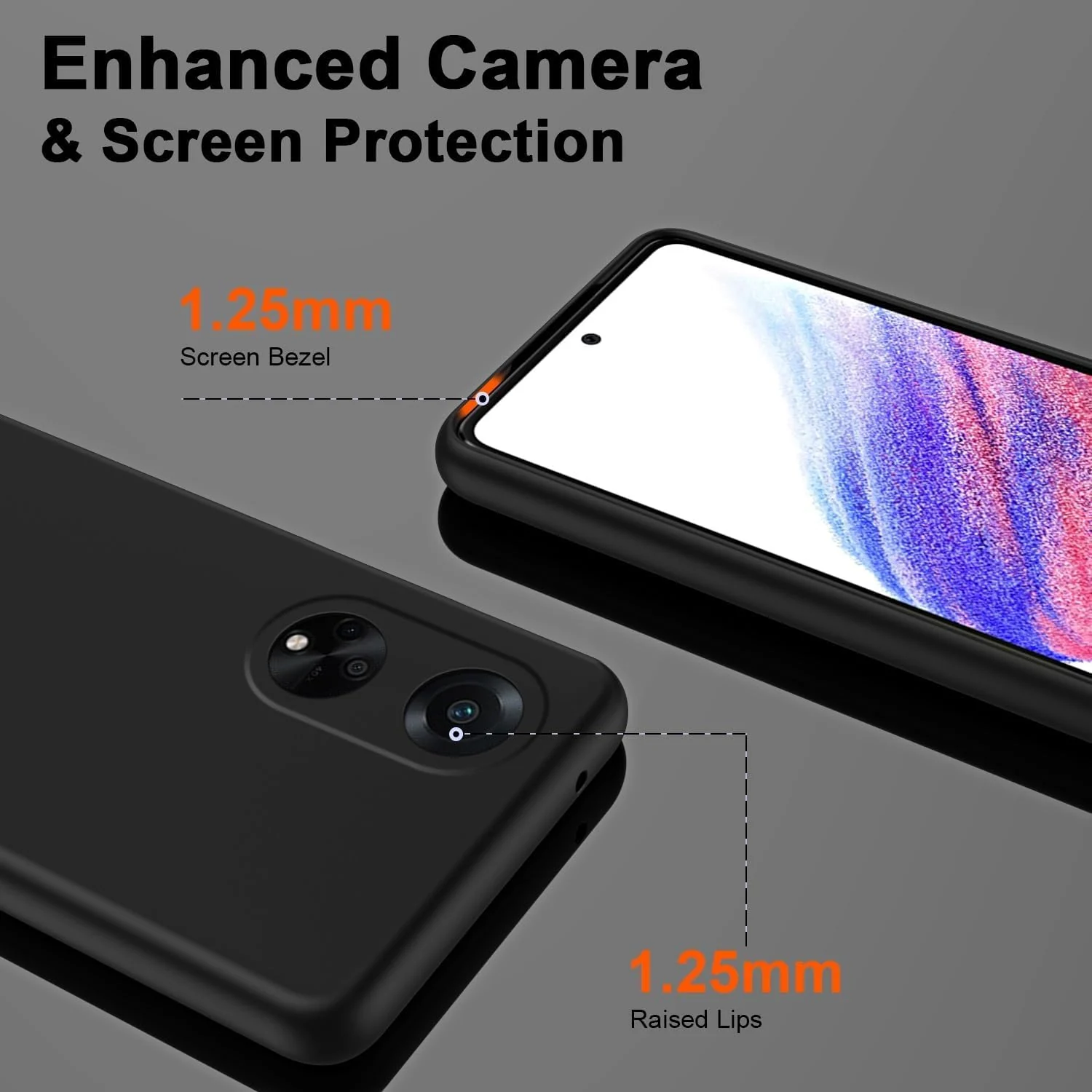 DL3 Mobilak OPPO A98 Case, Soft Flexible Silicone Gel Rubber Bumper Cover, Full Body Shockproof Protective Phone Case - Black