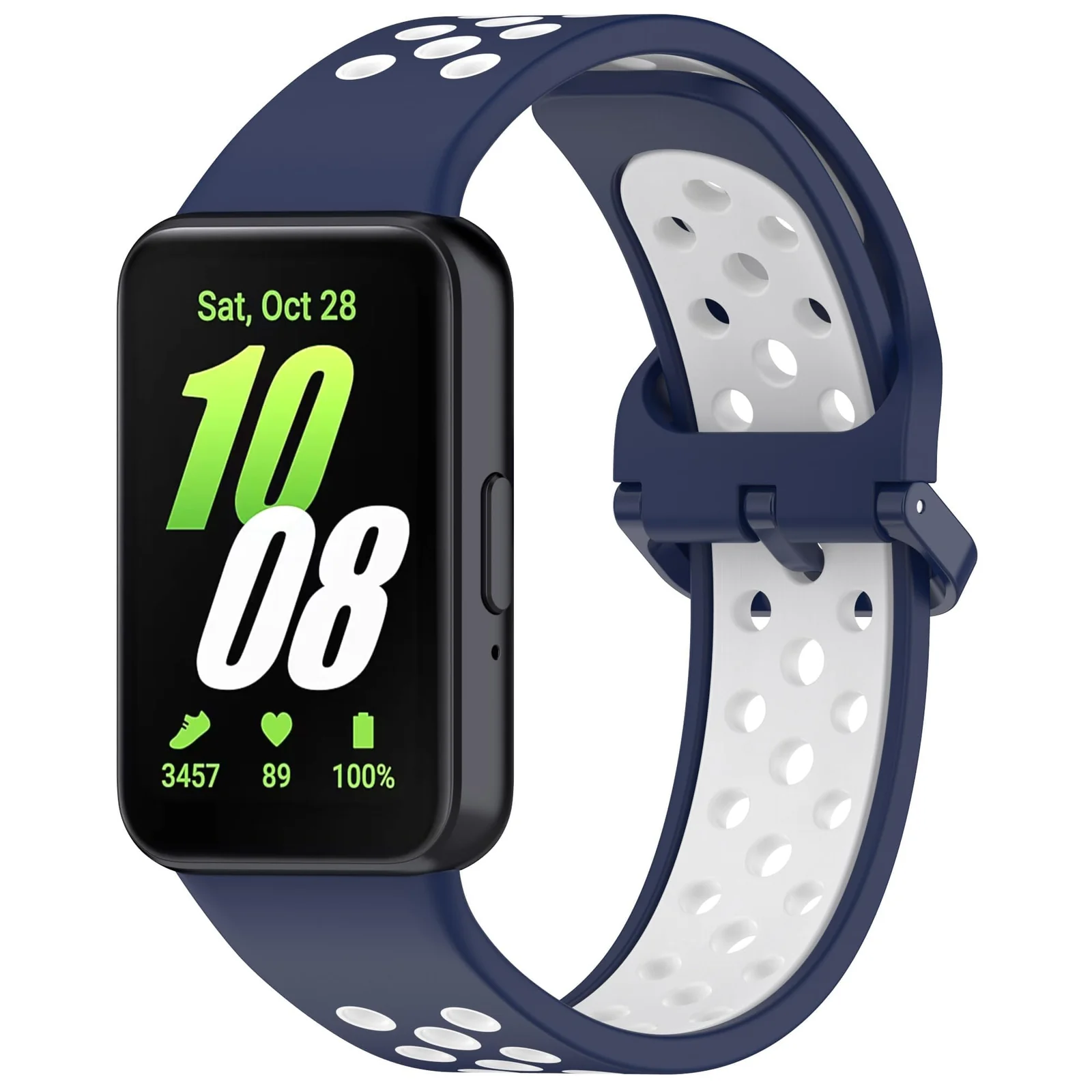 DL3 Mobilak Strap for Samsung Galaxy Fit 3 SM-R390, Women Men Armband, Two Colours Silicone Adjustable Replacement Soft Strap for Samsung Galaxy Fit 3 SM-R390 Fitness Tracker - Blue White