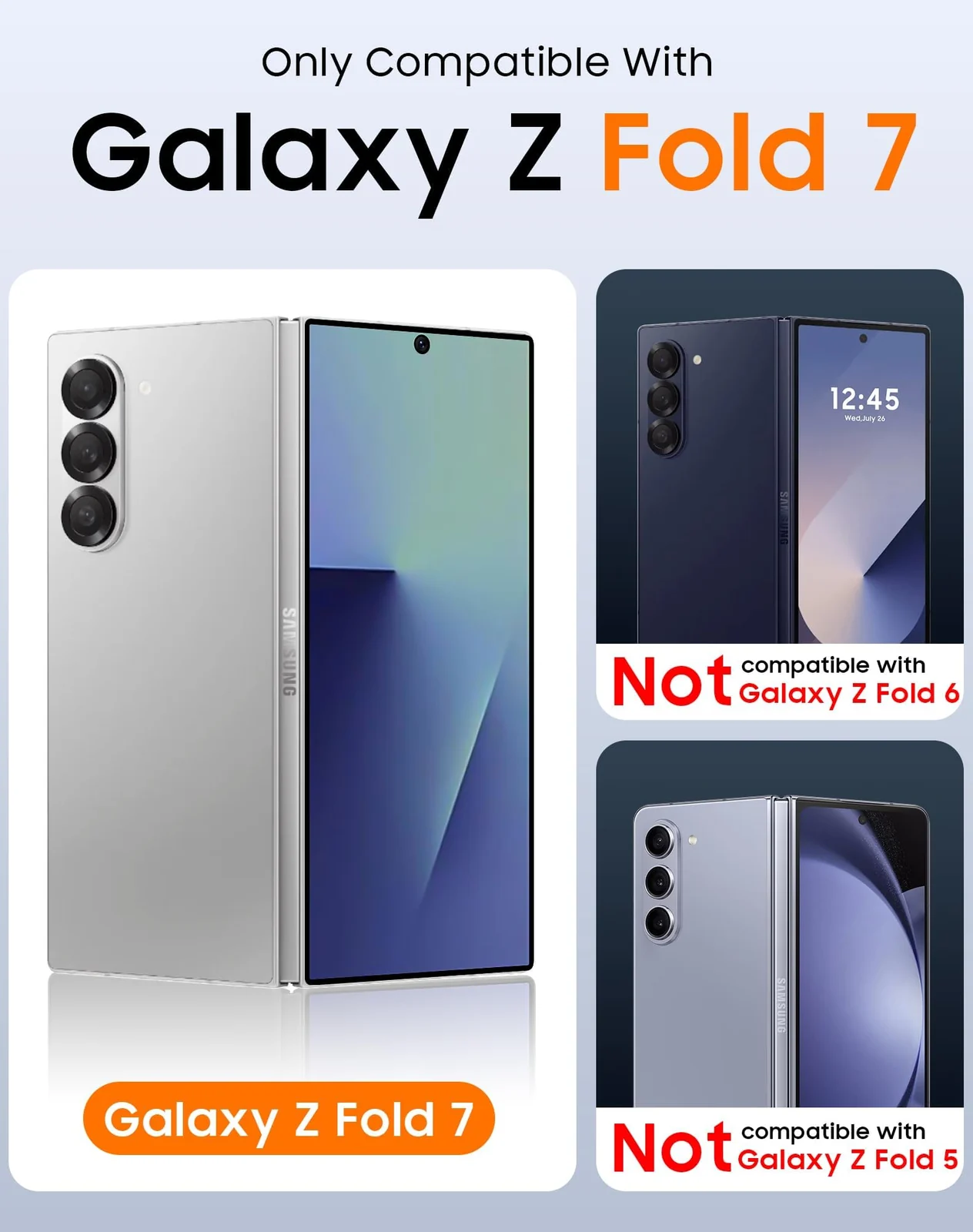 DL3 Mobilak Front Screen Protector for Samsung Galaxy Z Fold 7/Z Fold7 5G 2025, Tempered Glass Film with Easy Installation, Compatible with Cover, HD - Clear