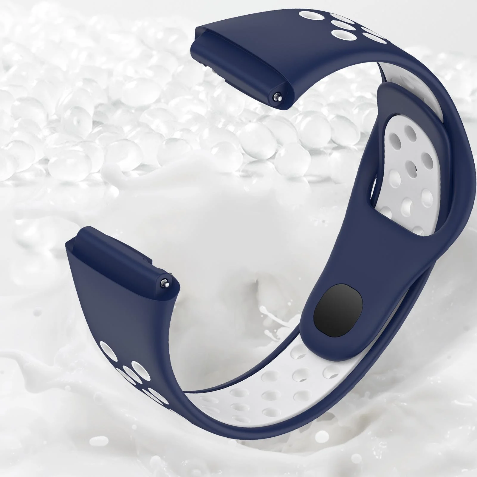 DL3 Mobilak Strap Silicone Compatible With Xiaomi Redmi Watch 3 Active/Redmi Watch 3 Lite, Sport Silicone Watch Band Wrist Strap, Bracelet Wristband Wrist Strap - Blue White