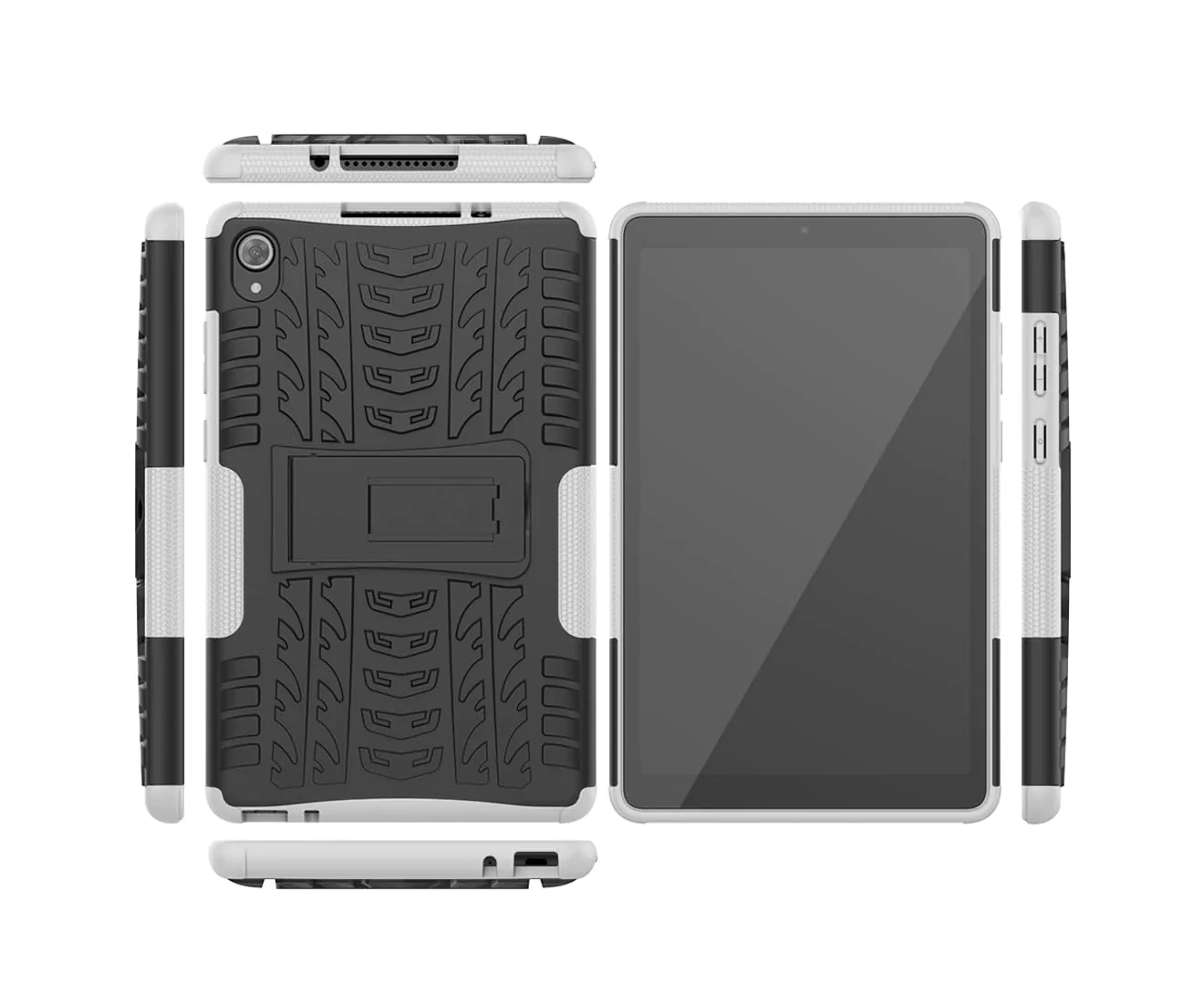 DL3 Mobilak Case For Lenovo Tab M8 4th Gen 2023/3rd Gen 2022/HD LTE 2021/Tab M8 HD/Tab M8 FHD 2019 8.0 inch, Hybrid Rugged Armor Heavy Duty 2 in 1 TPU + PC Dual Layer Case with Kickstand - White
