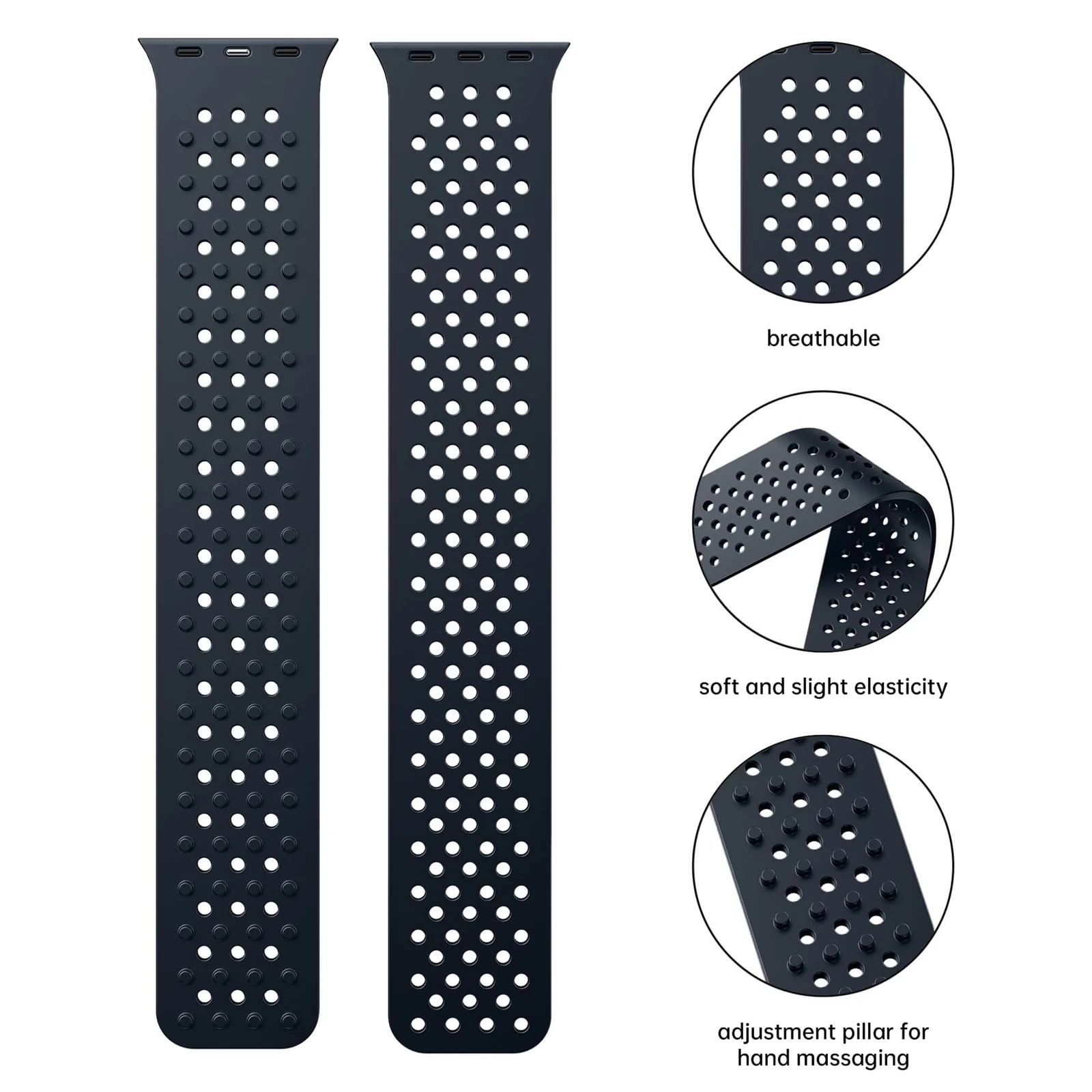 DL3 Mobilak Soft Silicone Band For Apple Watch Ultra Bands 49mm 45mm 44mm 42mm, Sport Replacement Wristband No Clasps for iWatch Series 8 ultra 7 6 5 4 SE 3 2 Women Men, Waterproof Strap - Black
