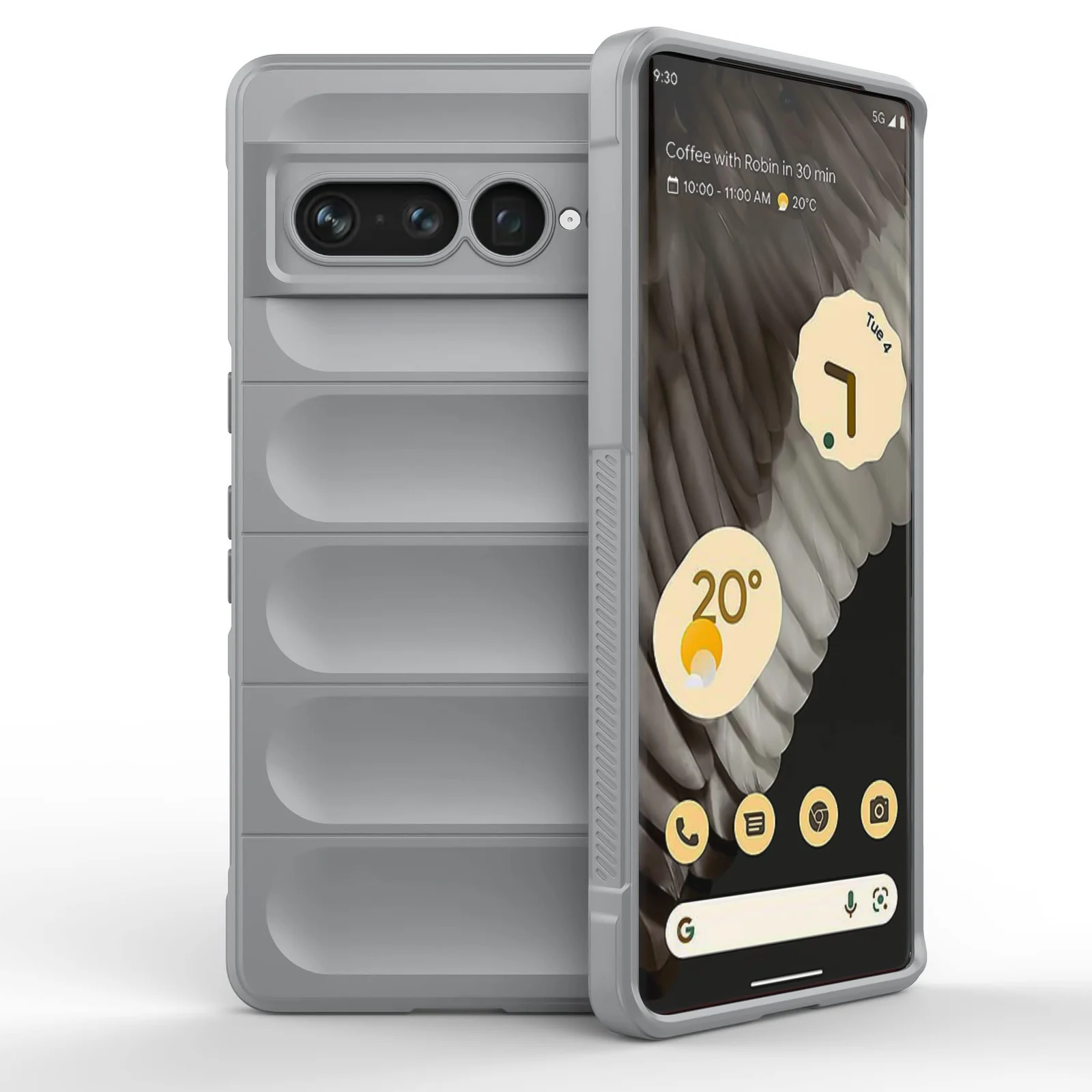 DL3 Mobilak Silicone Case for Google Pixel 7 Pro Heavy Duty Protective [Slim Fit] Shockproof Soft Flexible Protective Design Shock-Absorption TPU Cover With Camera Protection - Gray