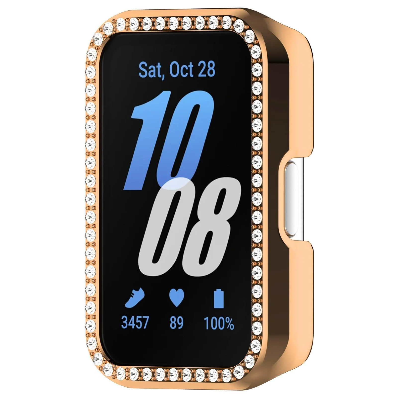 DL3 Mobilak Compatible with Huawei Watch Fit Case Replacement Bling Crystal Protector Case Cover Frame Plating Metal Color PC Shockproof Case Guard Thin Bumper Shell for Huawei Watch Fit - Rose Gold