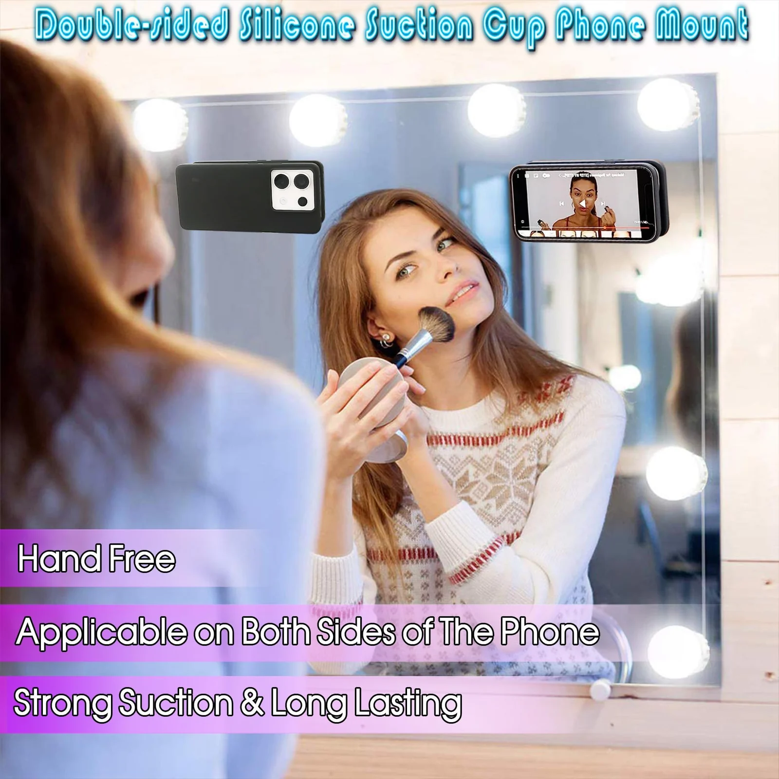 DL3 Mobilak Silicone Suction Cup Phone Mount for iPhone and Android, Double-sided suction design, Hands-free phone support, Strong suction grip - A.Orange