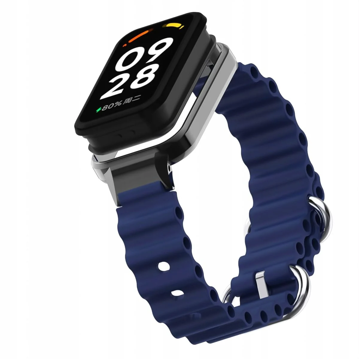 DL3 Mobilak Ocean Compatible with Xiaomi Redmi Band 2/Smart Band 8 Active, Adjustable Silicone Strap with Metal Buckle and Frame for Women Men - Blue