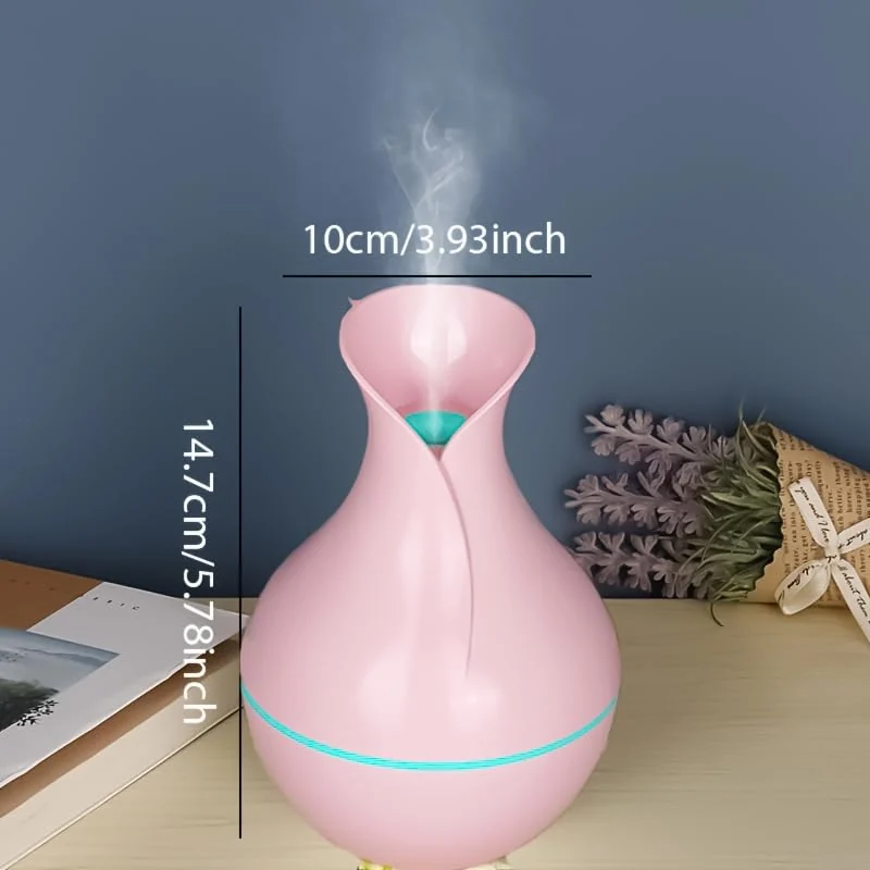 Mobigon Wood Cool Mist Ultrasonic Humidifier for Room Moisture, Aroma Diffuser for Home, 200ml Essential Oil Diffuser with 7 Colorful Night Light, Auto Shut-Off, Home, Office, car - D.Pink