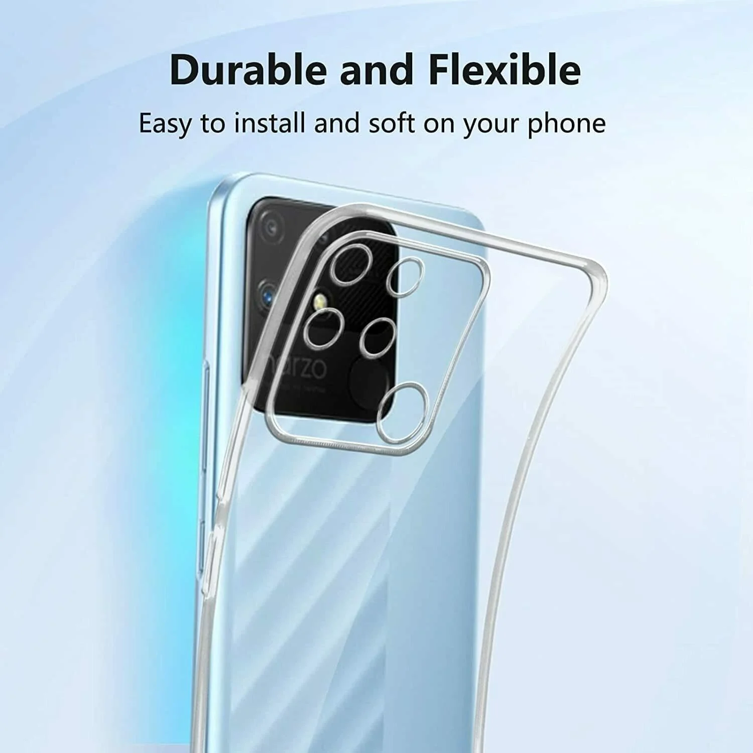 DL3 Mobilak Case Compatible with realme Narzo 50A Case Crystal Soft TPU Gel Case Flexible Silicone Anti-Scratch Camera Protection TPU Cover - Clear