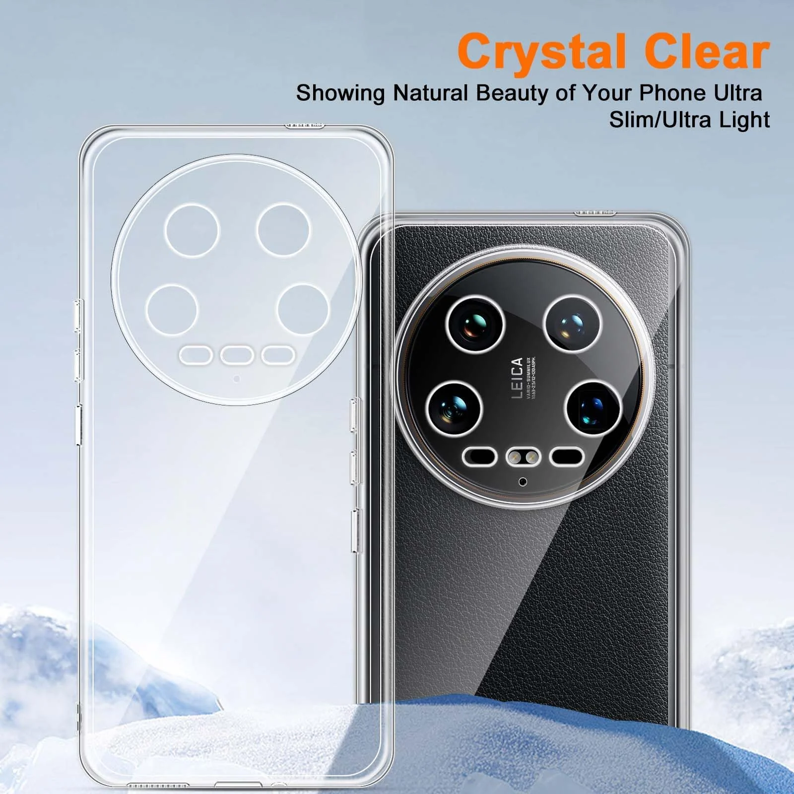 DL3 Mobilak Case Compatible with Xiaomi 14 Ultra Case Crystal Soft TPU Gel Case Flexible Silicone Anti-Scratch Camera Protection TPU Cover - Clear