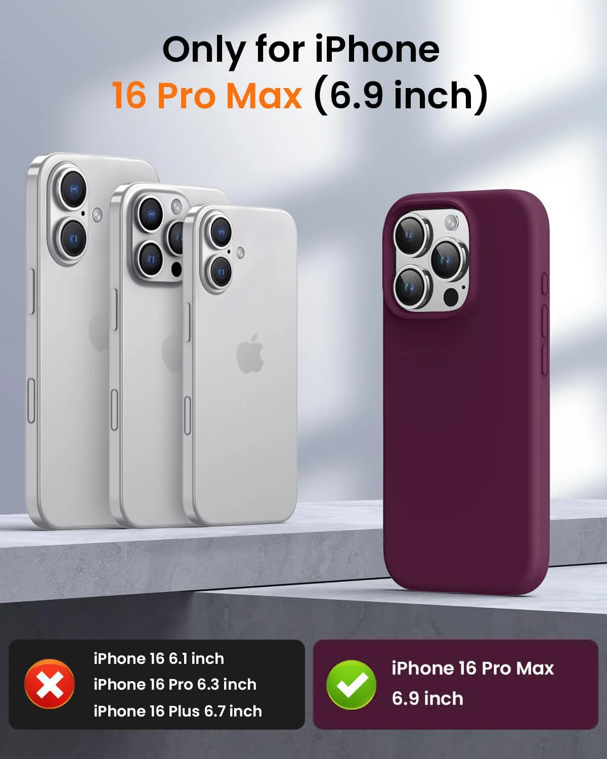 DL3 Mobilak Liquid Silicone Protective Case with Soft Microfiber Lining for iPhone 16 Pro Max - Wine Red