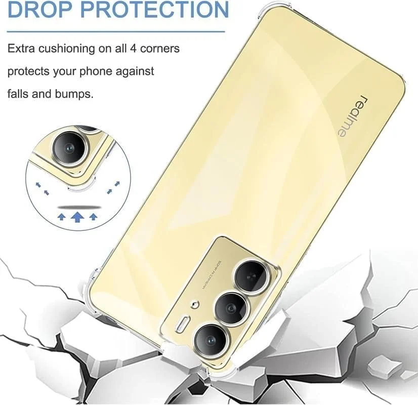 DL3 Mobilak Case Compatible with realme C75, Cover Silicone TPU Gorilla Anti-shock Protector Camera Shockproof Corners - Clear