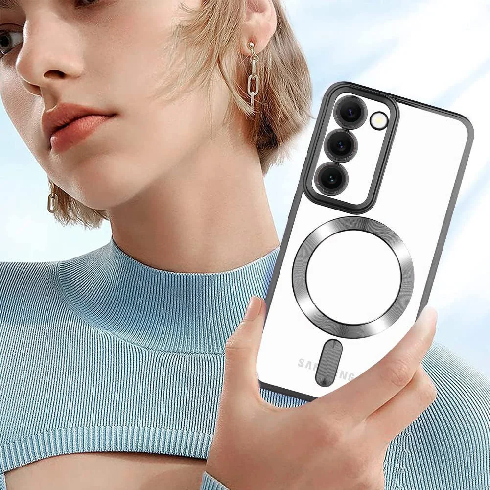 DL3 Mobilak Clear MagSafe-Compatible Magnetic Case for Samsung Galaxy S20 FE with Camera Protection and Shockproof Design - Black