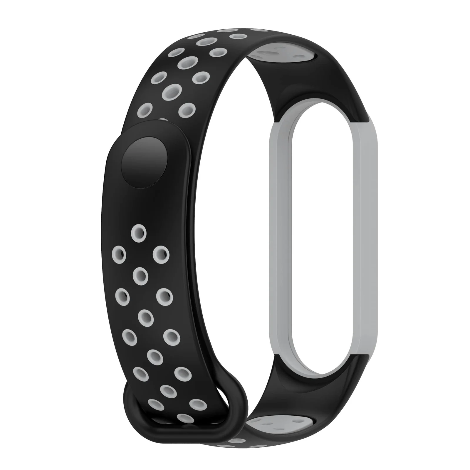 DL3 Mobilak Strap for Xiaomi Mi Band 7 6 5/Amazfit Band 5, Women Men Armband, Two Colours Breathable Adjustable Soft Silicone Replacement Strap for Xiaomi Mi Band 7/6/5/Amazfit Band 5 - Black Gray