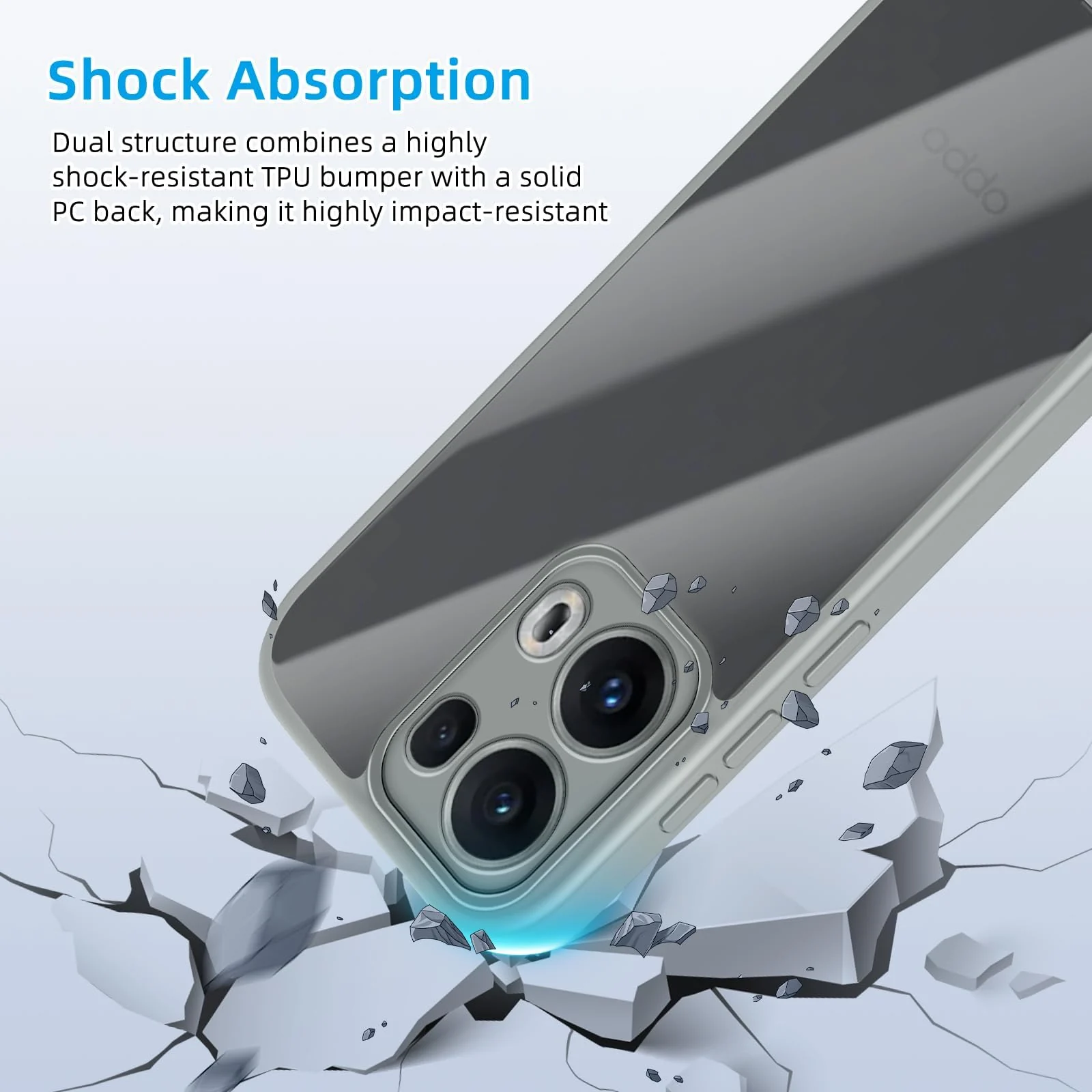 DL3 Mobilak Compatible with OPPO Reno 13 5G / OPPO Reno13 5G Case Transparent, Military-Grade Shockproof Anti-Yellowing, Slim Protective Phone Case Full Bumper Cover With Camera Protective - Gray
