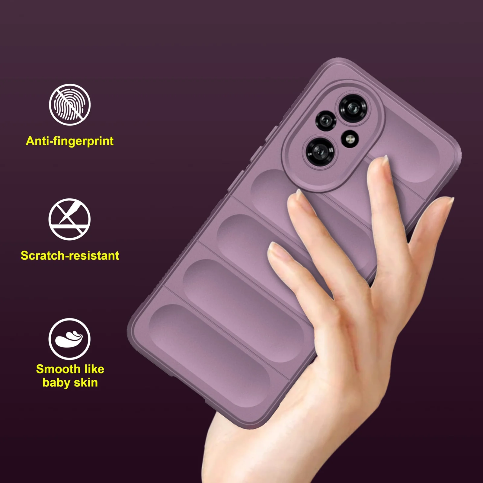 DL3 Mobilak Soft Silicone Protective Case for Honor 200 5G with Camera Protection and Shockproof Design - Purple