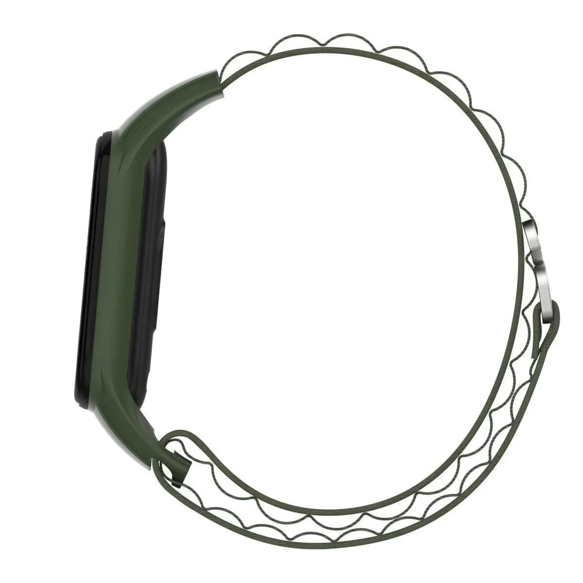 DL3 Mobilak Alpine Loop Band for Xiaomi Mi Band 7/Mi Band 6/Mi Band 5/Mi Band 4/Mi Band 3, Women Men Nylon Sport Solo Loop Rugged Wristband with G‑Hook - Green