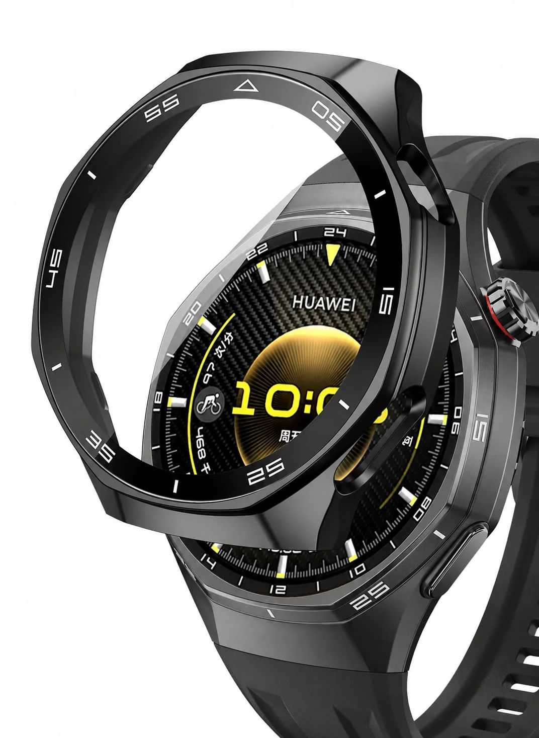 DL3 Mobilak Protective Case for Huawei Watch GT 6 Pro 46mm, Hard PC Bumper Cover with Built-in Tempered Glass Screen Protector Shell Cover Full Coverage with Scale for GT6 Pro 46 mm - Black