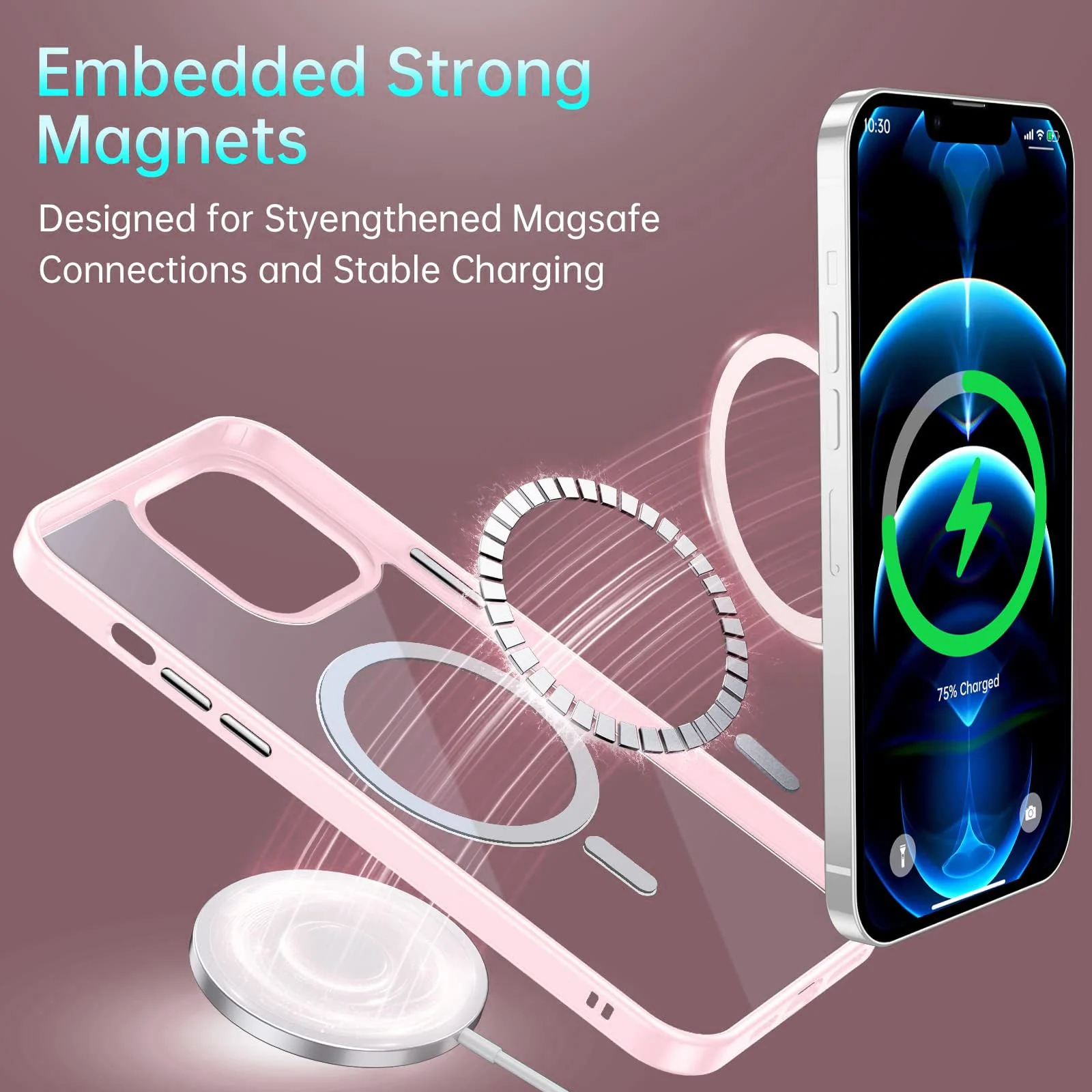 DL3 Mobilak Clear MagSafe-Compatible TPU Case for iPhone 12 / 12 Pro (6.1 Inch) - Pink