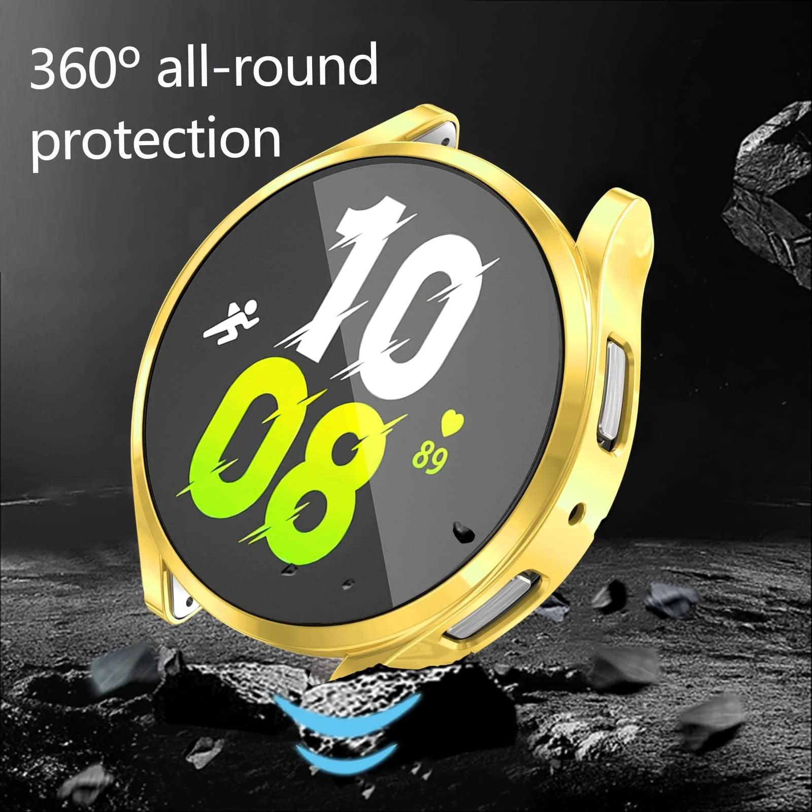 DL3 Mobilak Case Compatible with Samsung Galaxy Watch 5 Pro 45mm Case All-Around Watch Soft TPU [Frame Only] Shockproof Cover Slim Guard Thin Bumper Shell Protector - Gold
