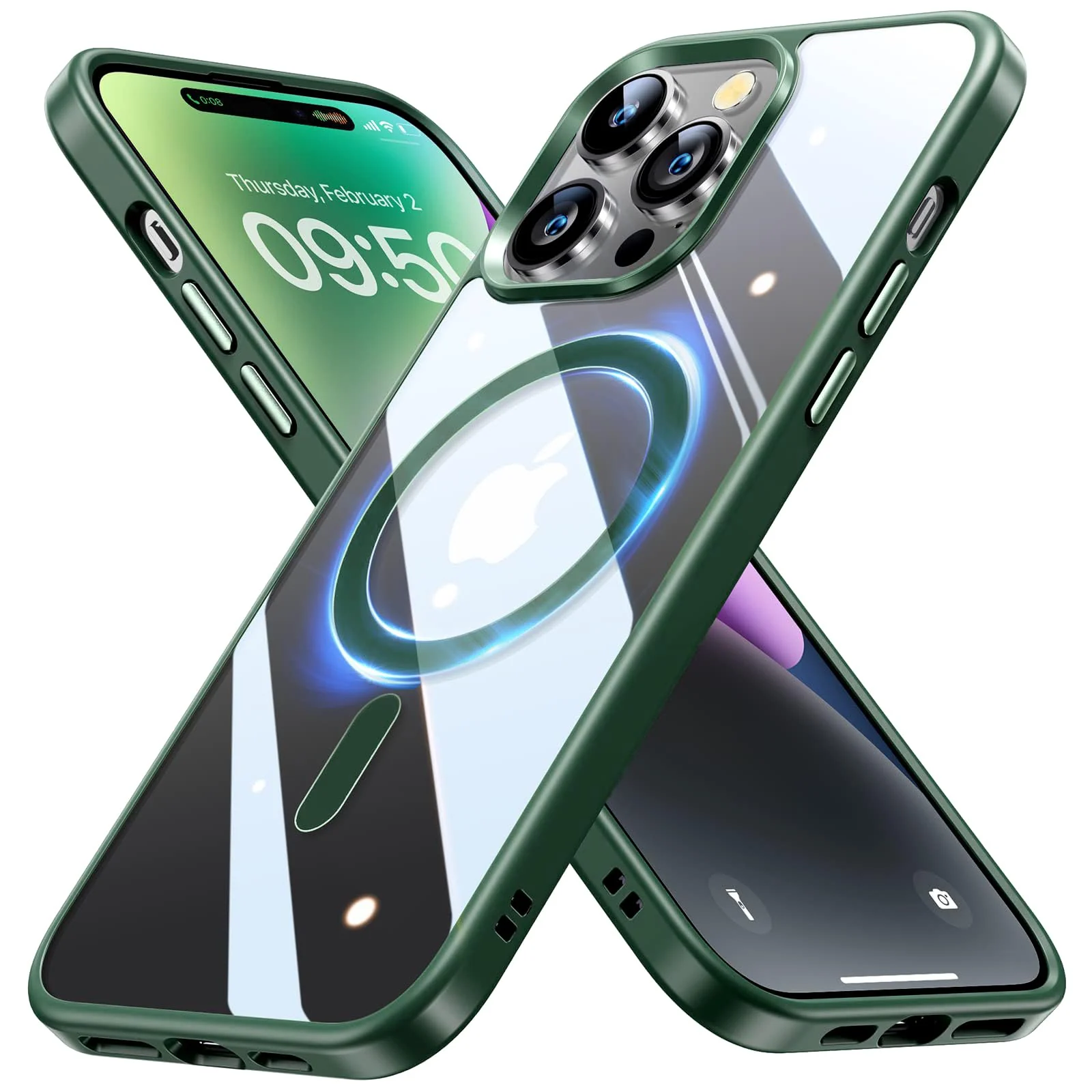 DL3 Mobilak Clear MagSafe-Compatible TPU Case for iPhone 15 Pro Max - Green