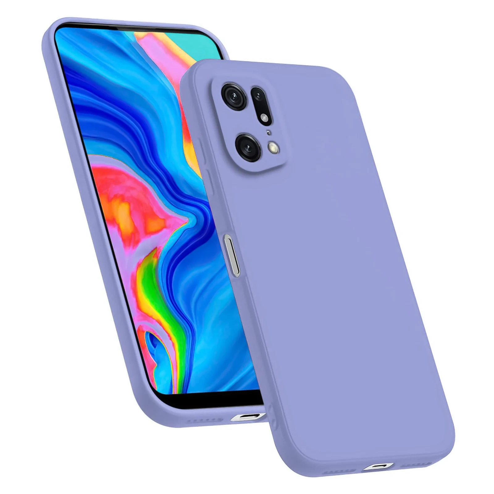 Dl3 Mobilak Oppo Find X5 Pro Case, Soft Flexible Liquid Silicone Gel Rubber Bumper Cover, Full Body Shockproof Protective Phone Case (Lavender Purple)