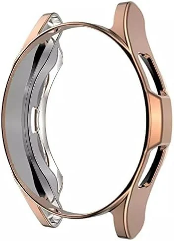 DL3 Mobilak Case Compatible with Samsung watch 4 classic 46mm Case All-Around Screen Protector Watch Soft TPU Shockproof Cover Slim Guard Thin Bumper Shell Protector - Rose Gold